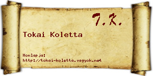 Tokai Koletta névjegykártya